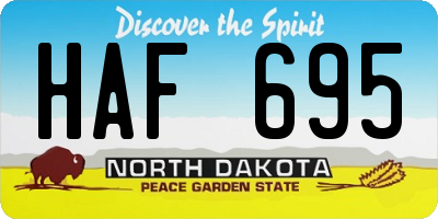 ND license plate HAF695