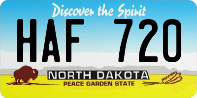ND license plate HAF720