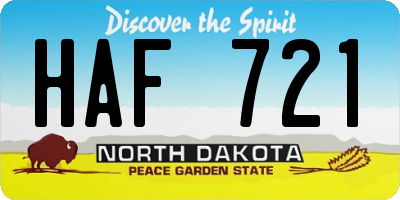ND license plate HAF721