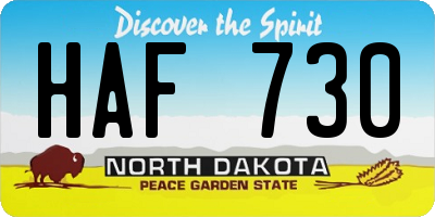 ND license plate HAF730