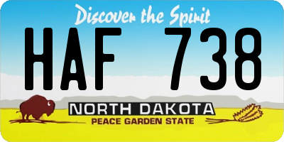 ND license plate HAF738