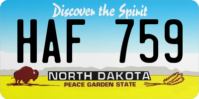 ND license plate HAF759