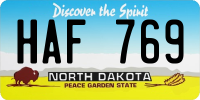 ND license plate HAF769