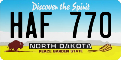 ND license plate HAF770