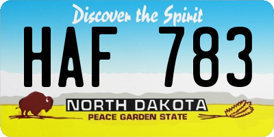 ND license plate HAF783