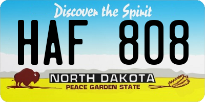 ND license plate HAF808
