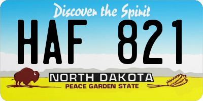 ND license plate HAF821