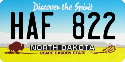ND license plate HAF822