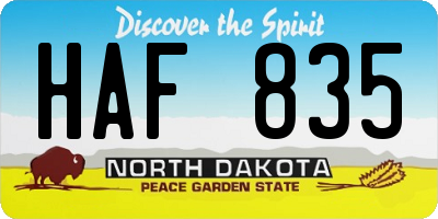 ND license plate HAF835