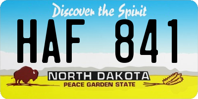 ND license plate HAF841