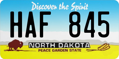 ND license plate HAF845