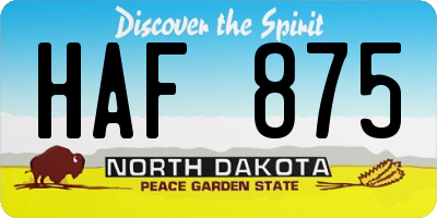 ND license plate HAF875