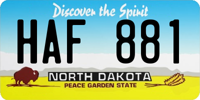 ND license plate HAF881