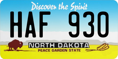 ND license plate HAF930