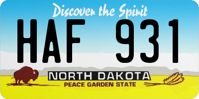 ND license plate HAF931