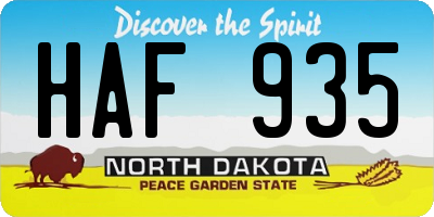 ND license plate HAF935