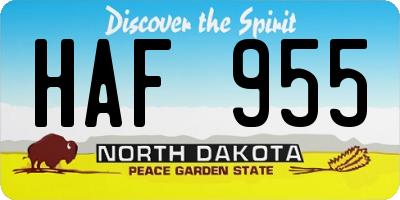 ND license plate HAF955