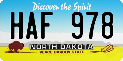 ND license plate HAF978