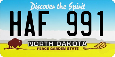 ND license plate HAF991