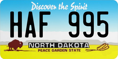 ND license plate HAF995