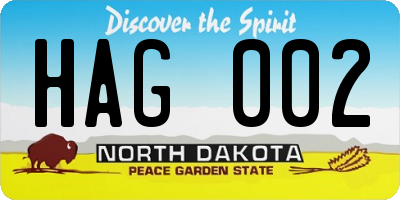 ND license plate HAG002