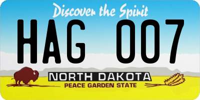 ND license plate HAG007