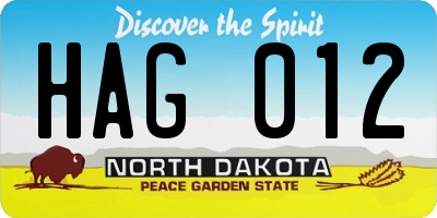 ND license plate HAG012