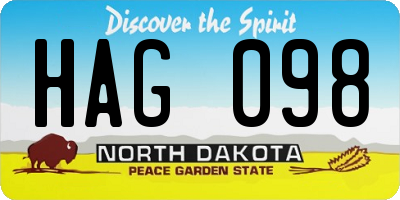 ND license plate HAG098