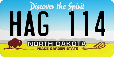 ND license plate HAG114