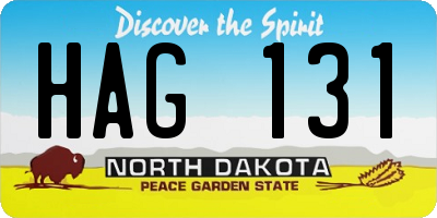 ND license plate HAG131