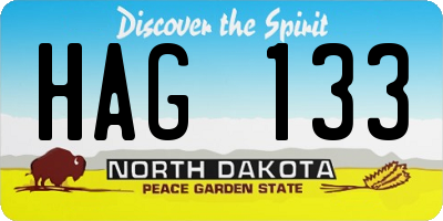 ND license plate HAG133