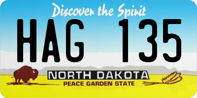 ND license plate HAG135