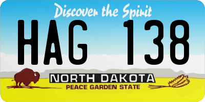 ND license plate HAG138