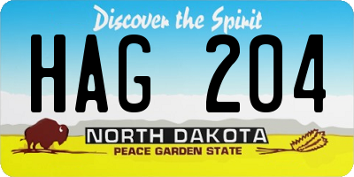 ND license plate HAG204
