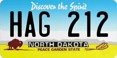 ND license plate HAG212