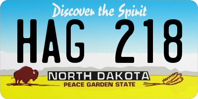 ND license plate HAG218
