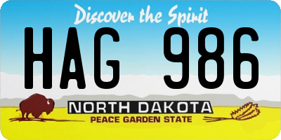 ND license plate HAG986