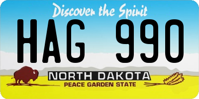 ND license plate HAG990