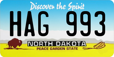 ND license plate HAG993