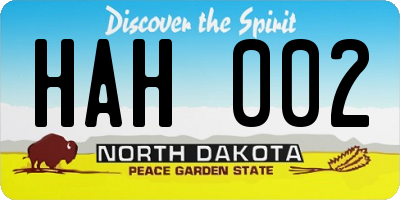 ND license plate HAH002