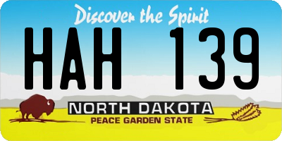 ND license plate HAH139