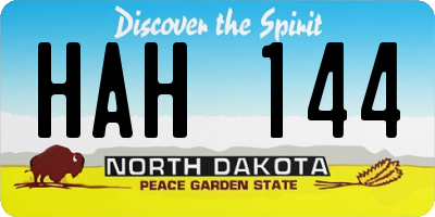 ND license plate HAH144