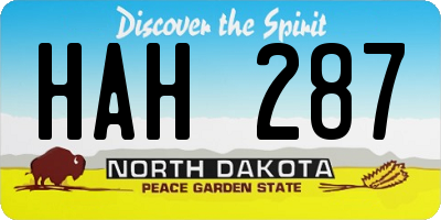 ND license plate HAH287