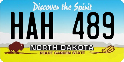 ND license plate HAH489