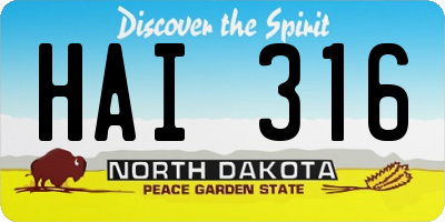 ND license plate HAI316
