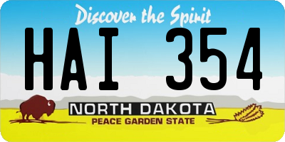 ND license plate HAI354