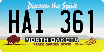 ND license plate HAI361