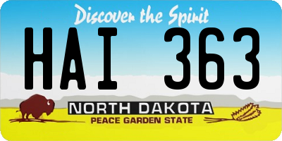 ND license plate HAI363