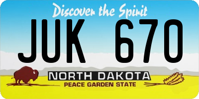 ND license plate JUK670