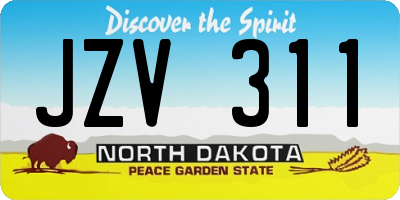 ND license plate JZV311